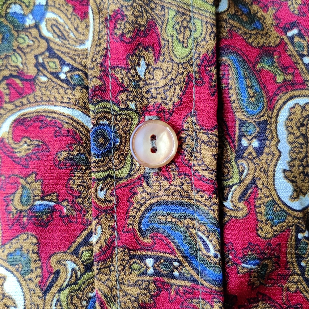 70s Paisley Shirt Women's 38 M Barry Ashley Disco Jewel Tones Psychedelic READ - Picture 6 of 16